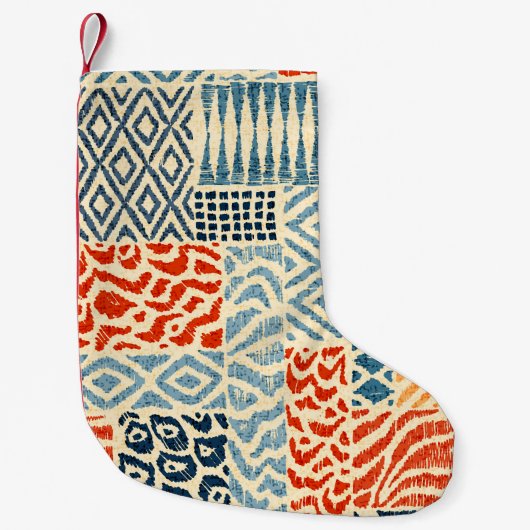 Seamless patchwork pattern. A collection of hand-d スモールクリスマスストッキング (正面)