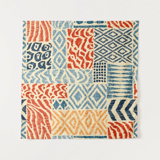 Seamless patchwork pattern. A collection of hand-d タペストリー (正面(横))