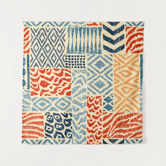 Seamless patchwork pattern. A collection of hand-d タペストリー (正面)