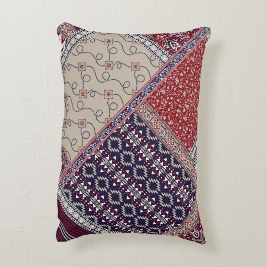 Seamless patchwork pattern on navy patchwork, abst アクセントクッション (裏面(縦))