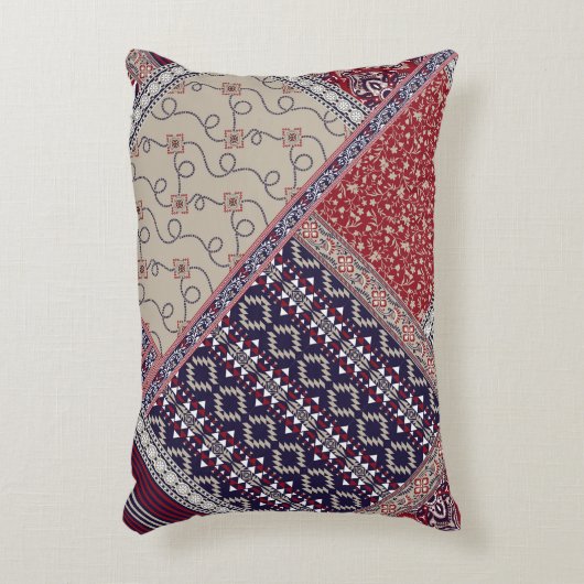 Seamless patchwork pattern on navy patchwork, abst アクセントクッション (正面(垂直))