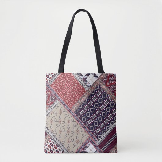 Seamless patchwork pattern on navy patchwork, abst トートバッグ (正面)