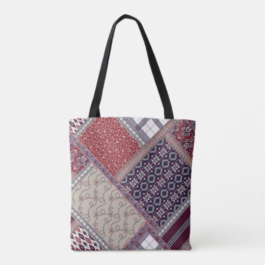 Seamless patchwork pattern on navy patchwork, abst トートバッグ (裏面)