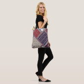Seamless patchwork pattern on navy patchwork, abst トートバッグ (モデル)