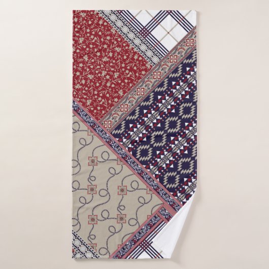 Seamless patchwork pattern on navy patchwork, abst バスタオル (バスタオル)