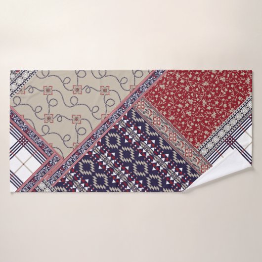 Seamless patchwork pattern on navy patchwork, abst バスタオル (バスタオル)