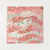 seamless patchwork pattern with roses タペストリー (正面(横))