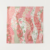 seamless patchwork pattern with roses タペストリー (正面)