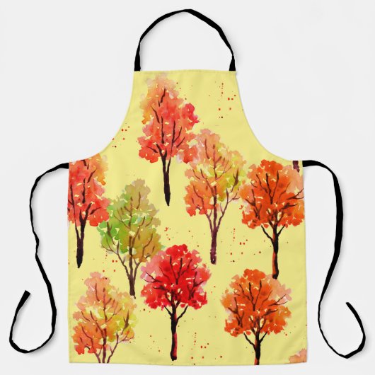 Seamless pattern, autumn trees. Watercolor illustr エプロン (正面)