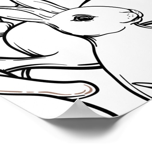 Seamless pattern, background with cute rabbits, ha ポスター (角)