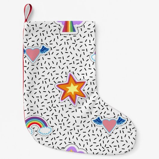 Seamless pattern background with patch cartoon sta スモールクリスマスストッキング (正面)