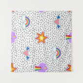 Seamless pattern background with patch cartoon sta タペストリー (正面(横))