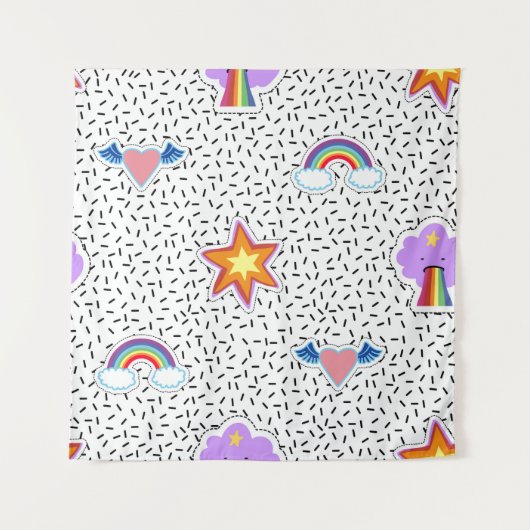 Seamless pattern background with patch cartoon sta タペストリー (正面)