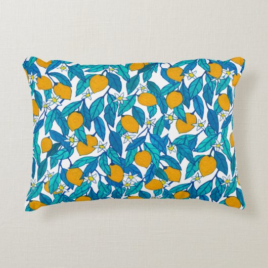 Seamless pattern. Blooming lemon. Flowers neroli. アクセントクッション (正面)
