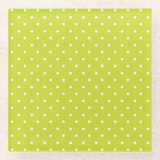 Seamless pattern  bright lime polka dot pattern ガラスコースター (正面)
