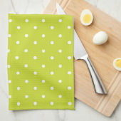 Seamless pattern  bright lime polka dot pattern キッチンタオル (四つ折り)