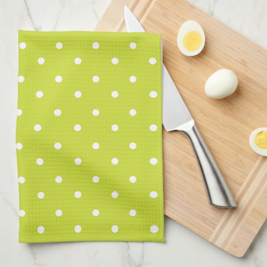 Seamless pattern  bright lime polka dot pattern キッチンタオル (四つ折り)
