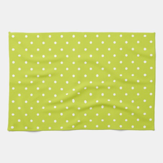 Seamless pattern  bright lime polka dot pattern キッチンタオル (横)