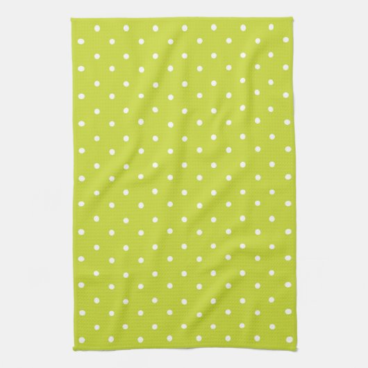 Seamless pattern  bright lime polka dot pattern キッチンタオル (縦)