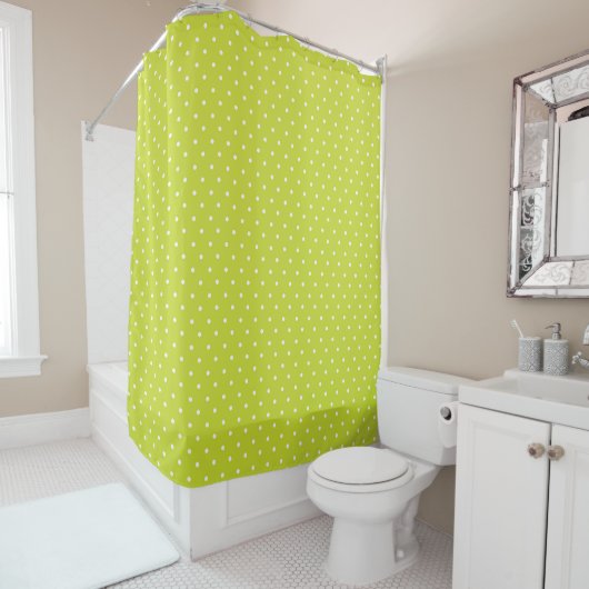Seamless pattern  bright lime polka dot pattern シャワーカーテン (インサイチュ)