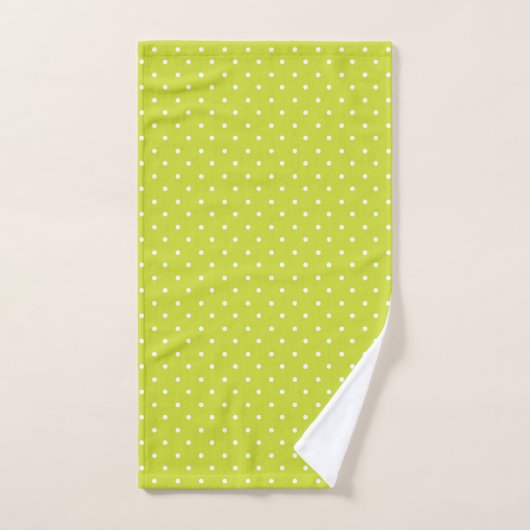 Seamless pattern  bright lime polka dot pattern バスタオルセット (ハンドタオル)