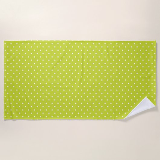 Seamless pattern  bright lime polka dot pattern ビーチタオル (正面)
