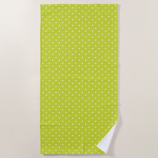 Seamless pattern  bright lime polka dot pattern ビーチタオル (正面)