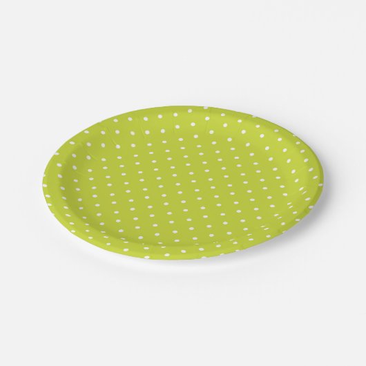 Seamless pattern  bright lime polka dot pattern ペーパープレート (アングル)