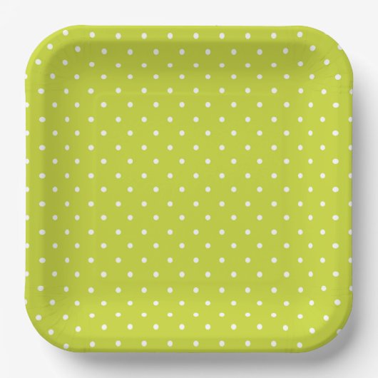 Seamless pattern  bright lime polka dot pattern ペーパープレート (正面)