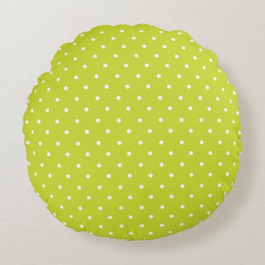 Seamless pattern  bright lime polka dot pattern ラウンドクッション (正面)