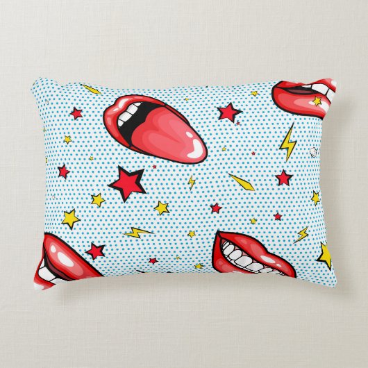 Seamless pattern cartoon comic super speech bubble アクセントクッション (正面)