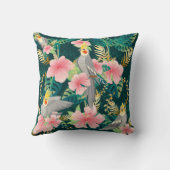 Seamless pattern cute cockatiel parrot sits on gre クッション (裏面)