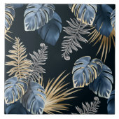 Seamless Pattern Dark Leaves Tropic Plants タイル (正面)