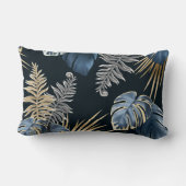 Seamless Pattern Dark Leaves Tropic Plants ランバークッション (裏面)