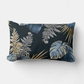 Seamless Pattern Dark Leaves Tropic Plants ランバークッション (正面)