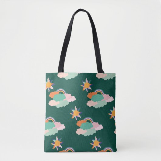 Seamless pattern design with colorful clouds and r トートバッグ (正面)