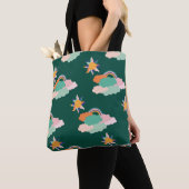 Seamless pattern design with colorful clouds and r トートバッグ (クローズアップ)