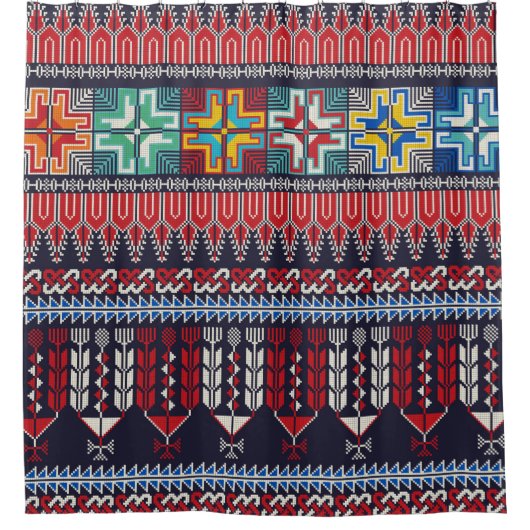 Seamless pattern design with traditional Palestini シャワーカーテン (正面)