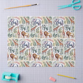 Seamless pattern featuring elephants lions 薄葉紙