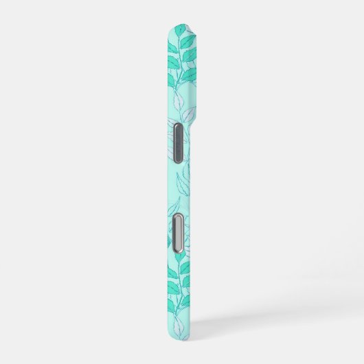 Seamless pattern featuring interconnected leafy br iPhoneケース (右側面)