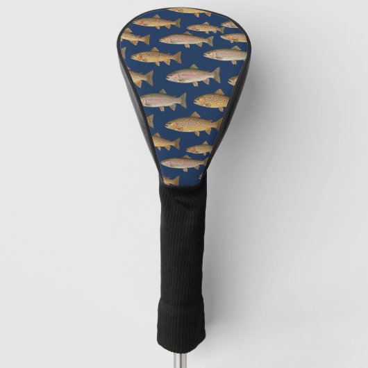 Seamless Pattern Fishing Lover  – Trout Fishing    ゴルフヘッドカバー (正面)