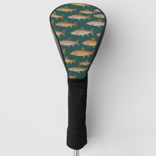 Seamless Pattern Fishing Lover  – Trout Fishing    ゴルフヘッドカバー (正面)
