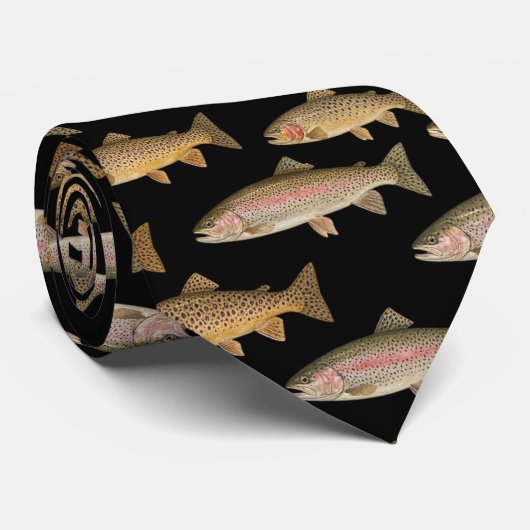 Seamless Pattern Fishing Lover  – Trout Fishing    ネクタイ (ロール)