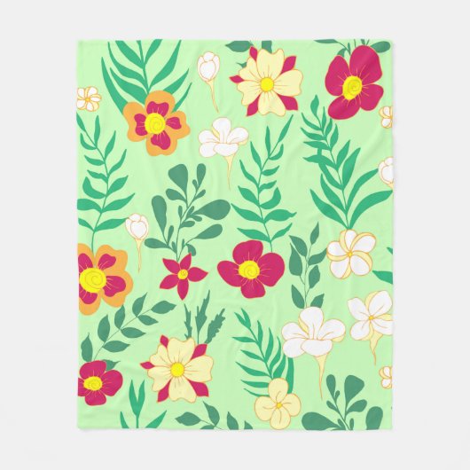 Seamless pattern flower and leaveshome decor, back フリースブランケット (正面)