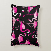 Seamless pattern from pink flamingos on a dark bac アクセントクッション (裏面(縦))
