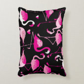 Seamless pattern from pink flamingos on a dark bac アクセントクッション (正面(垂直))