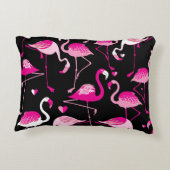 Seamless pattern from pink flamingos on a dark bac アクセントクッション (裏面)