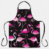 Seamless pattern from pink flamingos on a dark bac エプロン (正面)