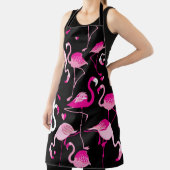 Seamless pattern from pink flamingos on a dark bac エプロン (インサイチュ)