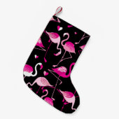 Seamless pattern from pink flamingos on a dark bac スモールクリスマスストッキング (正面 (吊り時))